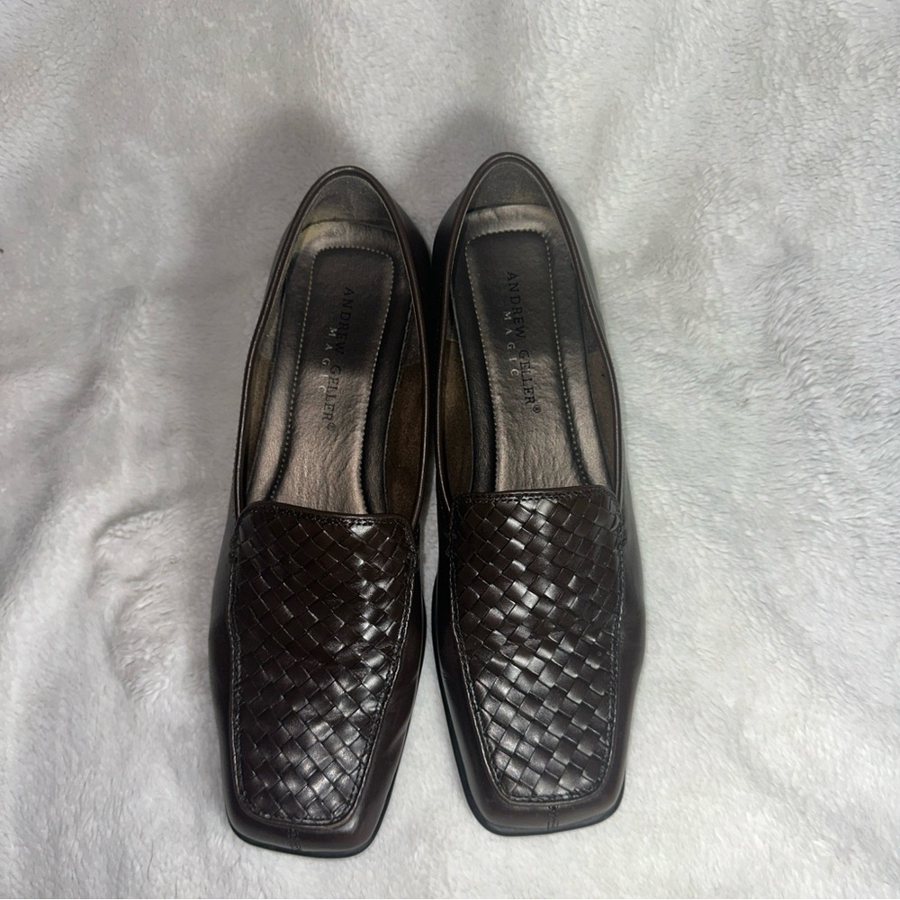 Brown Woven Leather Loafers